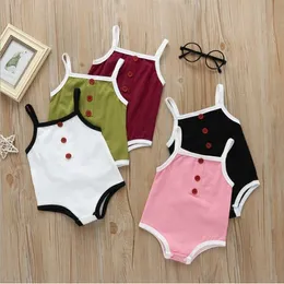 Baby rompers nyfödda suspenders solida jumpsuits barn sommar ärmlös bodysuit barn onesies sleepwear payamas klättra kostym kläder byp266