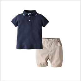 2022 Roupas de meninos de verão Conjuntos de crianças Polo T-shirt + shorts 2pcs set kids casual ternos roupas de bebê menino 80-90-100-110-120cm