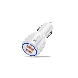 QC 3.0 QC3.0 Fast Car Charger 3.1A 5V 9V 12VクイックチャージデュアルUSBポートiPhone XS Max Galaxy注9 50pcs /ロット