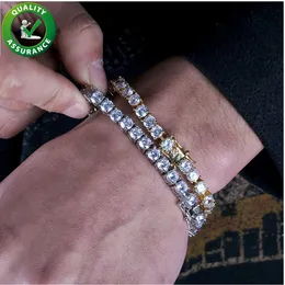 Luksusowy projektant Biżuteria Męskie Bransoletki Iced Out Łańcuchy Diamentowa Bransoletka Tenis Hip Hop Biżuteria Mężczyźni 18K Pozłacana Bangle dla Love Link 5mm