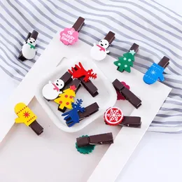 12pcs Christmas Wooden Clips with String Mini Photo Clips Hanging Photos with Twine Craft Decoration Clips for Holiday Christmas Supplies