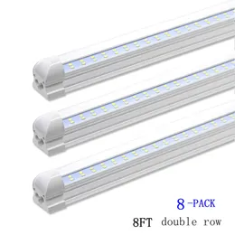 LED-winkel lichtarmatuur 8FT T8 72W 7200LM Clear Cover 6000K White Tube Light Plug and Play voor Garage Warehouse 25-Pack