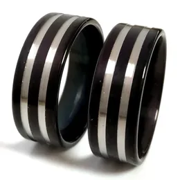 30pcs High Quality Black Finish With lathe Lines Comfort Fit Trendy Men's 316L Stainless Steel Rings Wholesale Jewelry Newest 2019 Hot Sale