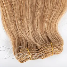 Brasiliansk 120g svart brun # 613 Straight Double Drawn Clip In Virgin Remy Human Hair Extensions Clip In