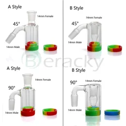 14mm 18mm Male Female Glass Ash Catcher With 10ML Silicone Container Reclaimer Ashcatchers For Quartz Banger Nail Glass Bongs Dab Oil Rigs