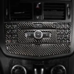 For mercedes C class W204 Carbon fiber Refit Car interior stickers Air conditioning CD Control Panel Decal Covers for 2007-2010