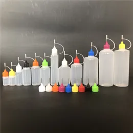 Colorful 5ml 10ml 15ml 20ml 30ml 50ml 100ml 120ml Empty E Liquid Plastic Dropper Bottles with Child Proof Bottle caps Needle Tips E liquid