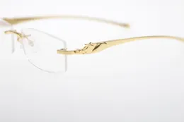 Wholesale- Gold Rimless leopard series Eyeglasses Women Fashion Designer Eyewear with box Frame Size:54-18-135mm