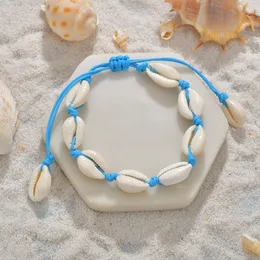 Очарование браслетов VSCO Puka Shell Bracelet for Women Woven Natural Shells Гавайский стиль повседневная ручная орнамент пляжный ракушка