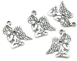 100 Teile/los Antik Silber Überzogene Engel Flügel Fairy Charm Anhänger Armbänder Halskette Schmuck Machen Handwerk DIY 23x17mm