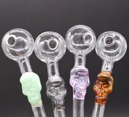 5.5 Inch Skull Glass Smoking Pipes High quality 5 Color Pyrex Handle Burner oil Pipes tube IN STOCK