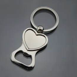 Kreativ metall hjärta form ölflaskaöppnare keychain rostfritt stål ölflaska öppnare nyckelring nyckelkedja rra2862