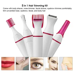 5 in 1 Donne Depilazione Rasoio Trimmer Rasoio Epilatore Elettrico Che Modella Macchina Da Barba Femminile per Sopracciglio Ascelle Corpo