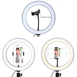 10-calowy ściemniany LED Studio Pierścionek Light Photo Telefon Video Light Lampa z Tripods Selfie Stick Ring Light Light for Canon Nikon Camera