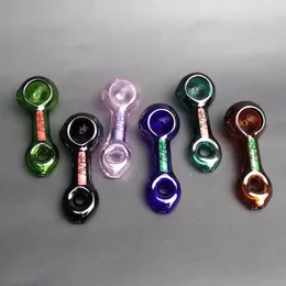 Mini Spoon Reting Pipes Glass Pipe Fantastiskt Heady Pyrex Färgglada tillbehör