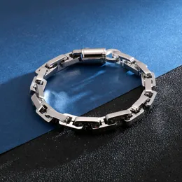 Högkvalitativa smycken för män Kvinnor Kvinnor 316L Rostfritt Stål Stort fast Collarbone Long Box Chain Armband Bangle 8mm 8.8 ''