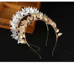 Varm försäljning 2019 guld silver bröllop brudblad tiara huvud bitar kristall brud huvudband hår tillbehör brud klänningar