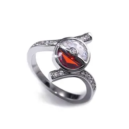 Partihandel-ny modedesigner Creative Luxury Copper Elf Ball Red and White Rings europeiska och amerikansk stil Födelsedagspresent Ring