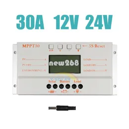 Freeshipping Güneş Kontrol 30A MPPT30 12 V 24 V Oto Çalışma LCD Ekran Işık ve Zamanlayıcı Max 720 W Ile Güneş Paneli Için kapalı ızgara pv sistemi