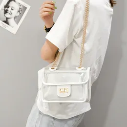Projektant-przezroczysta torebka typu galaretka 2020 moda nowa wysokiej jakości torebka damska z pcv słodka dziewczyna Tote torby listonoszki z łańcuszkiem