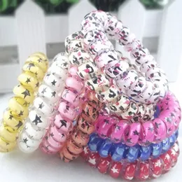 Mix Color Leopard Stars Big Size Hair Rings Telephone Wire Elastics Bobbles Hair Tie Bands Kids Hair Accessories Can Used As Bracelets M698