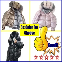 Women down designer jacket double vest sided long puffer jackets winter fur collar white duck coat padded warm parkas snow coat clothing