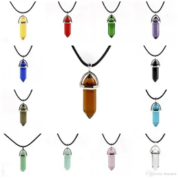 Necklace Gold Chain Healing Crystals Amethyst Rose Quartz Glass Resin Stone Chakra Healing Point Necklaces