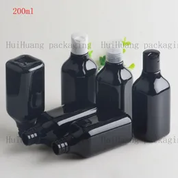 Contenitore per bottiglie di plastica quadrato nero da 30 pezzi da 200 ml, bottiglia in PET per imballaggio cosmetico fai-da-te, flaconi per la cosmetica neri con tappo superiore a disco