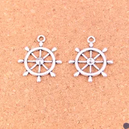 56 st charms skeppshjul rodret roder antika silverpläterade hängsmycken som gör DIY handgjorda tibetanska silversmycken 28*24mm