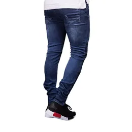 Fashion-New Mens Designer Ripped Riker Jeans Letnie Wiosenne Haft Denim Niebieski Drapowane Hiphop Street Dżinsy