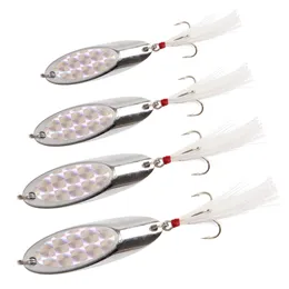 10 unids Jigging Metal señuelo de la pesca cuchara Spinner cebos con pluma de agudos de gancho de agua salada cebos de pesca señuelos