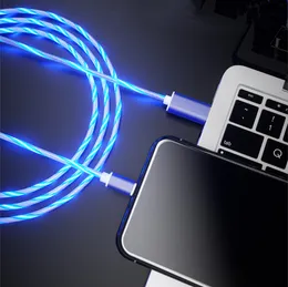 Kolorowy Luminous Streamer Data Cable Cable Cable High Quality Android Typ C Kabel ładujący DHL za darmo