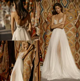 Liz Martinez 2019 Wedding Dresses Spaghetti Sexy Backless Bridal Gowns Lace A Line Princess Wedding Dress Beach robe de mariée Cheap