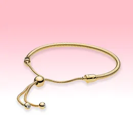Желтая позолоченная цепная цепочка для цепи змеи для цепи руки регулируемый размер для Pandora 925 серебряные подвески браслеты с оригинальной коробкой
