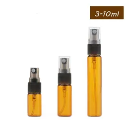 1000Pcs/Lot 3ml 5ml 10ml Mini Amber Glass Perfume Spray Bottle Travel Refillable Empty Cosmetic Water Atomizer Bottles LX1764