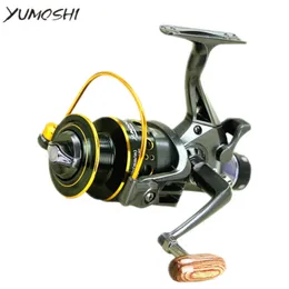 Yumoshi 5.2: 1 10 + 1 BB Fiske Reel Fram och bakdrag Reels Spinning Wheel Double Brake Design Fiske Reel Super stark karp