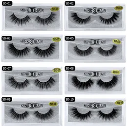 Hot Sales 3D Mink Hair False Ögonfransar Natural Fake Eyelash Full Strip Handgjord Eyelash Extension Mascara Gratis frakt