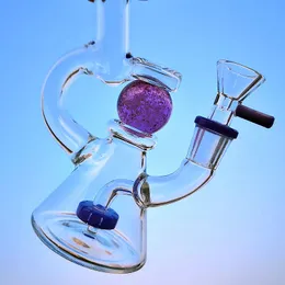7 Inch Slitted Donut Perc Hookahs 14mm Female Jiont Glass Bongs Showerhead Perc Water Pipes 4mm Thickness Glow in the dark Ball Oil Dab Rigs With Bowl