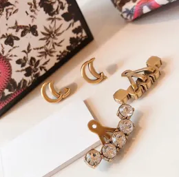 Melhor Vender Vintage Diamante Ouro Brincos de latão presente Mulher de alta qualidade brincos moda jóias brincos de alimentação