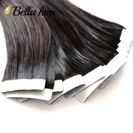 40pcs Natural Color cola de pele trama do cabelo de fita em extensões de cabelo humano reto indianos Tece cabelo 18'-24" Bellahair