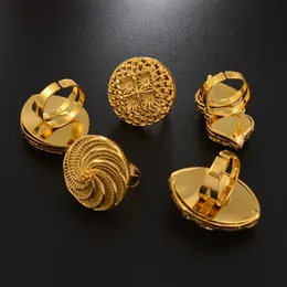 Anniyo Resizable Big Ring för kvinnor African Smycken Etiopisk Guldfärg Bröllop Bigger Ringöppningsbara Överdrivna Ringar # 197506
