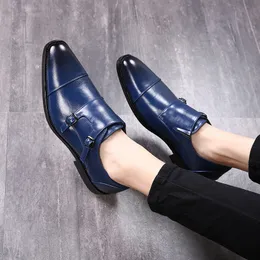 double monk strap shoes men business shoes leather pointed italian oxford shoes for men fashion chaussure classique homme herenschoenen 2019