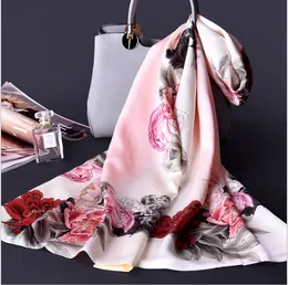 最新のファッション中国の杭州シルク二重層サテンシルクスカーフレディースプリントターンバックル100％シルクスカーフを両側で使用できる