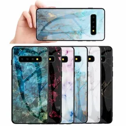 大理石の強化されたガラスの硬いケースの柔らかいTPU側勾配デュアルハイブリッド二色携帯電話カバーiPhone 11 Pro XS Max XR X Samsung S10 Plus Hawei