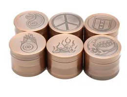 Four-layer Zinc Alloy Smoke Grinder with Ancient Copper Plate Embossing 52 mm Manual Metal Smoke Grinder