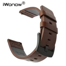 Watch Bands Italian Oljy Leather Watchband 20mm 22mm för Galaxy 42mm 46mm SM-R810 / R800 QUICK RELEASE BAND SPORTS WRIST STRAP