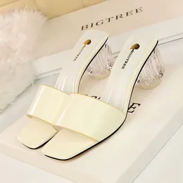 Hot Sale- slippers transparent shoes thick heels woman slippers summer sandals shoes woman zapatos de mujer chaussures femme buty damskie