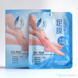 STOCK!ROLANJONA feet Hand mask Milk and Bamboo Vinegar Feet Mask Hand Mask skin Peeling Exfoliating regimen for Feet Hand care Free DHL