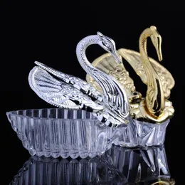 Acrylic Wedding Favor Swan Boxes Bomboniere Candy Box Gift Holder Decors Favors Gifts Holders Free Shipping LX1250