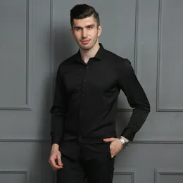 Klassiska icke-ironing män klänningskjortor långärmad plus storlek formell brudgum bär affärsverkskontorskjortor